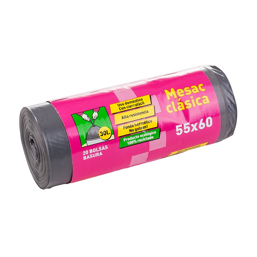 BOLSA BASURA 55*60  AUTOCIERRE 30 L.
