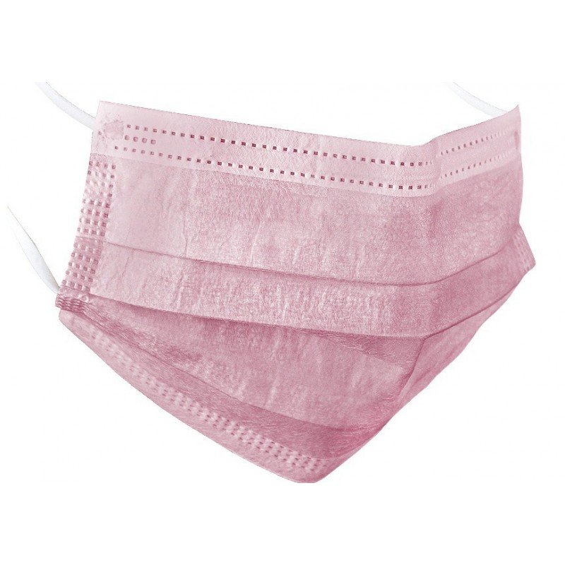 MASCARILLA  3 CAPAS ROSA C/GOMAS