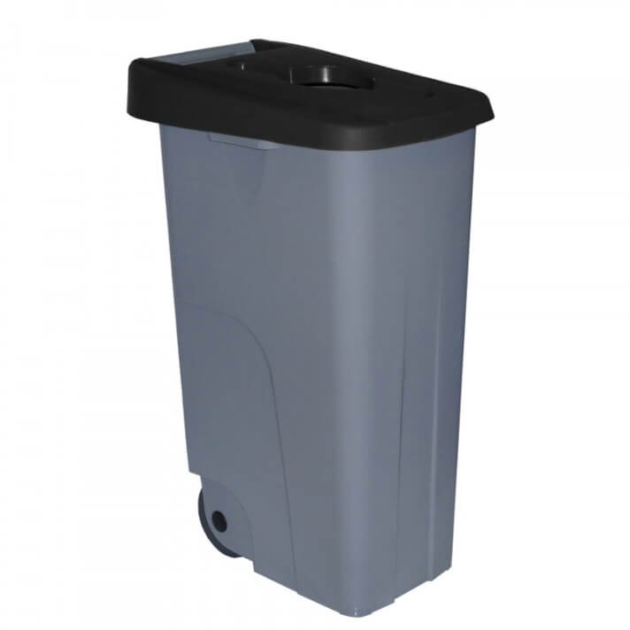 CONTENEDOR RECICLO 85 L. TAPA NEGRA